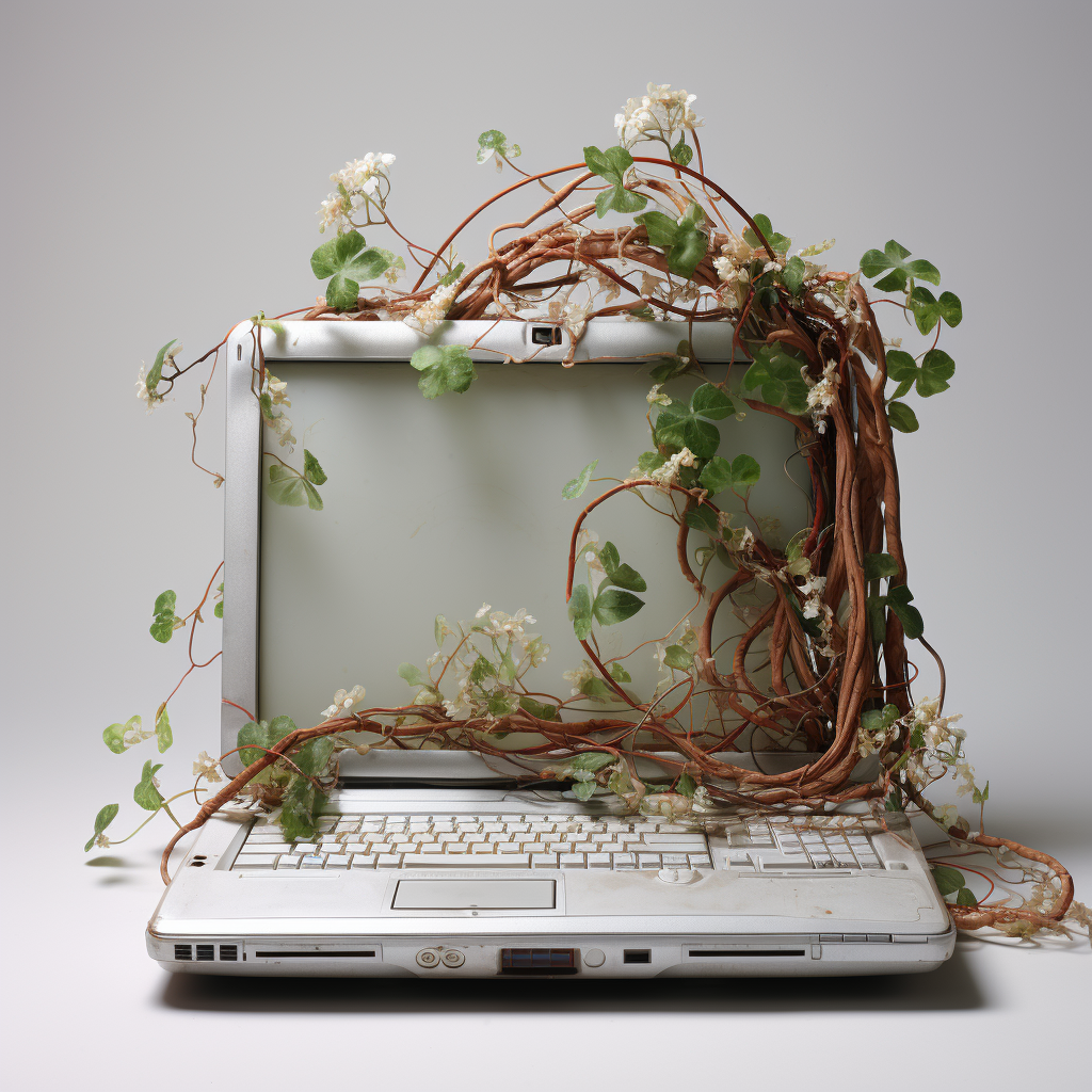 AI generated computer with vines - AI Climate