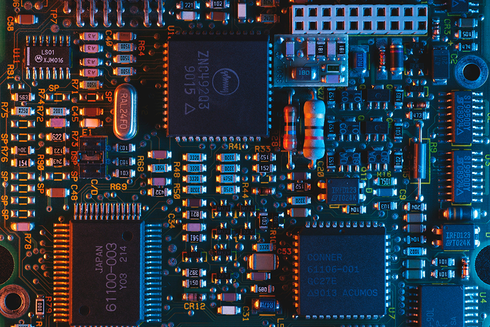 overhead view of circuit board - e-waste